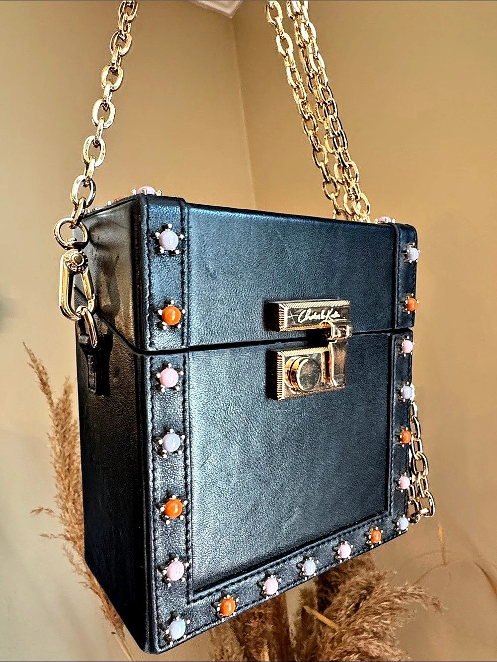 Charles & Keith leather Embellished Crossbody Bag in Black